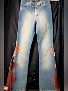 Women's Light Blue Flare Jeans with Side Patch Detail